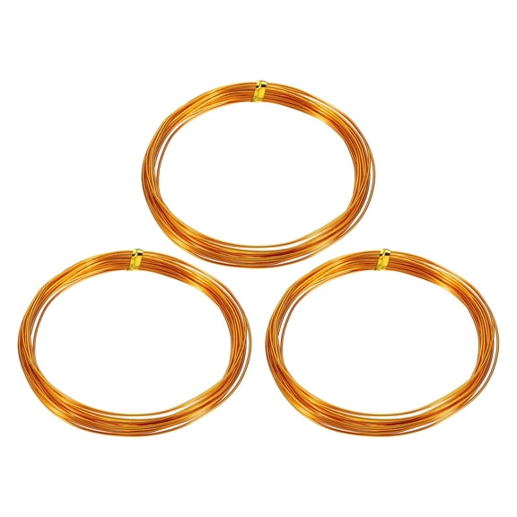 Uxcell 3 Roll Bonsai Wire 1mm Each Roll 16.4ft (5m) Anodized Aluminum Bonsai Wire for Gardening Tree Branch Fixing DIY Crafting, Gold
