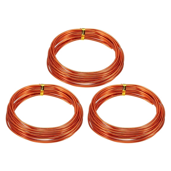 Uxcell 3 Roll Bonsai Wire 2mm Each Roll 16.4ft (5m) Anodized Aluminum Bonsai Wire for Gardening Tree Branch Fixing DIY Crafting, Orange