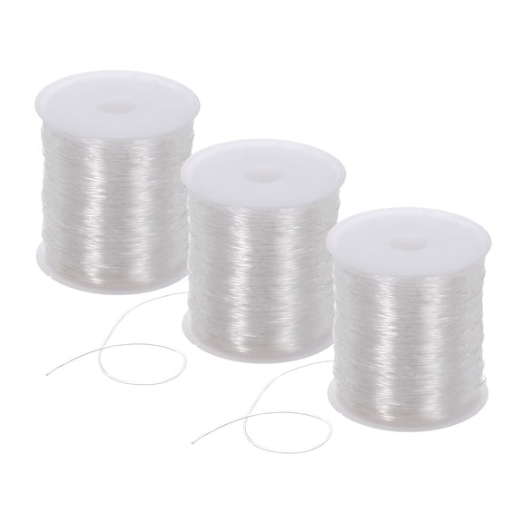 Uxcell 3 Roll Elastic String for Bracelets, 0.8mm Stretch Bead Cord Transparent, 100m