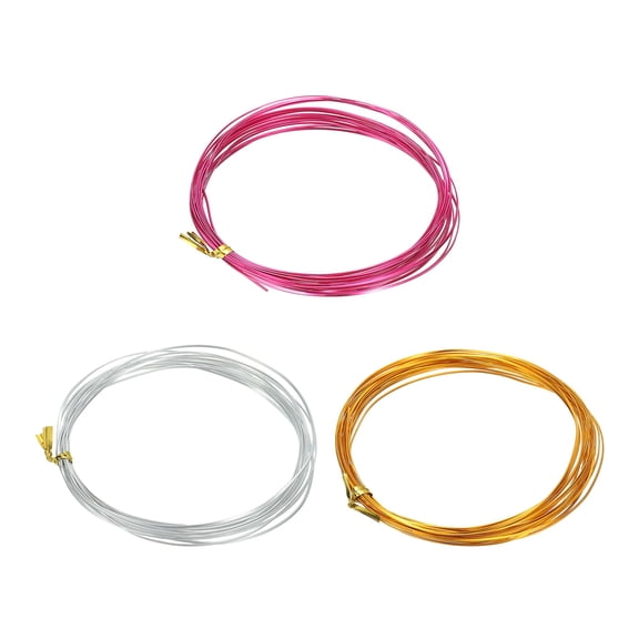 Uxcell 3 Rolls 24 Gauge Flat Aluminum Wire, 16.40 ft Soft Craft Wire for Flower Bonsai Crafts Carving DIY Bezel Sculpting Gem Metal Wrap, Gold Tone, Rose Red, Silver Tone
