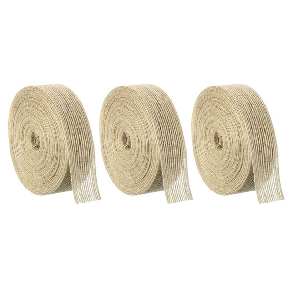 Uxcell 3 Rolls Natural Burlap Fabric Ribbon 1 Inch Burlap Wired Ribbon Rustic Ribbon