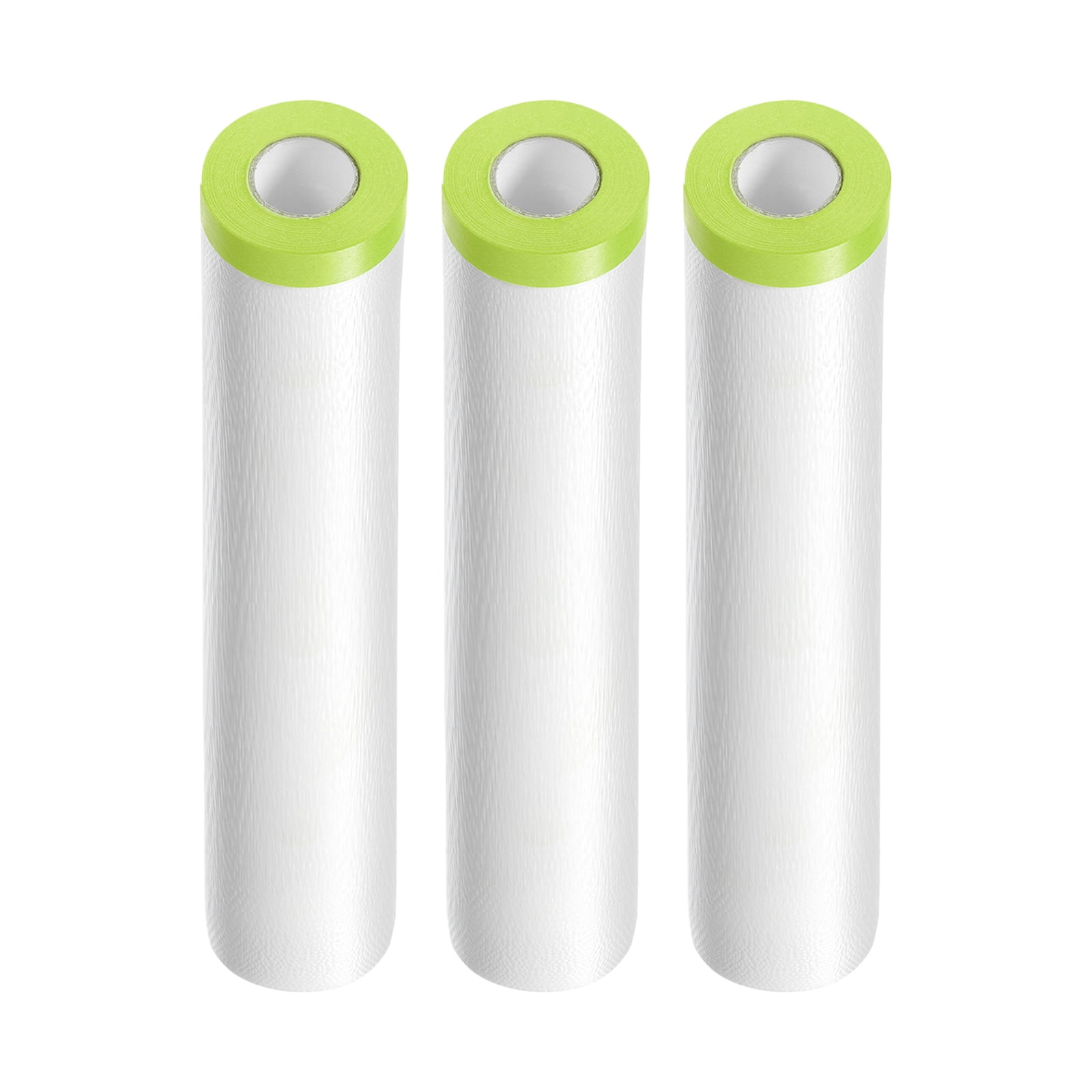 Uxcell 3 Rolls Pre-Taped Masking Film 118.1"x65.6ft Tape and Drape Painters Plastic Drop Cloth Film, Green