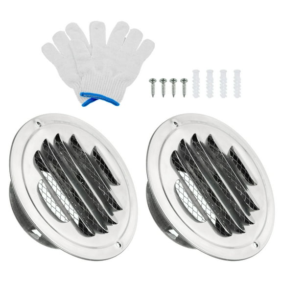 Uxcell 3" Round Soffit Air Vents, 2 Set Stainless Steel Louver Grille Vent Cover Mesh Air Outlet for Kitchen Bathroom