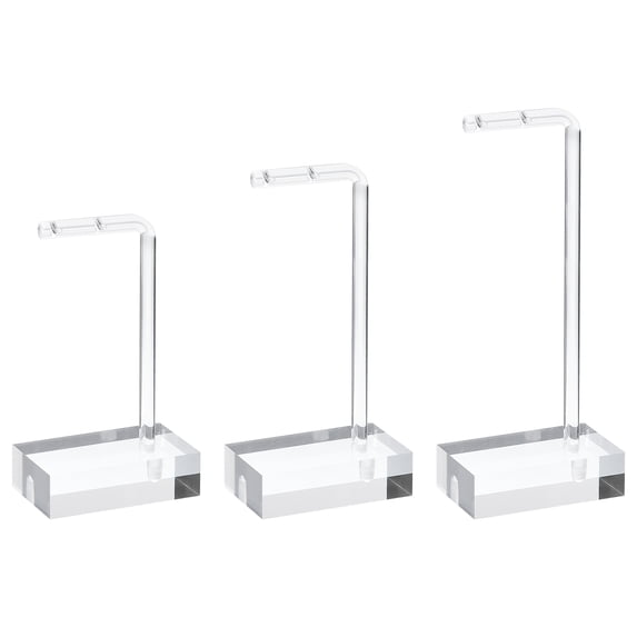 Uxcell 3 Set 3.5"/4.3"/5" Height Acrylic Earring Display L Stand Jewelry Storage Rack, Clear