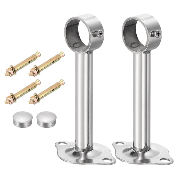 Uxcell 3 Set Ceiling Mount Curtain Rod Bracket, Fit 32mm/1.26" Pipe Length 150mm/5.91"