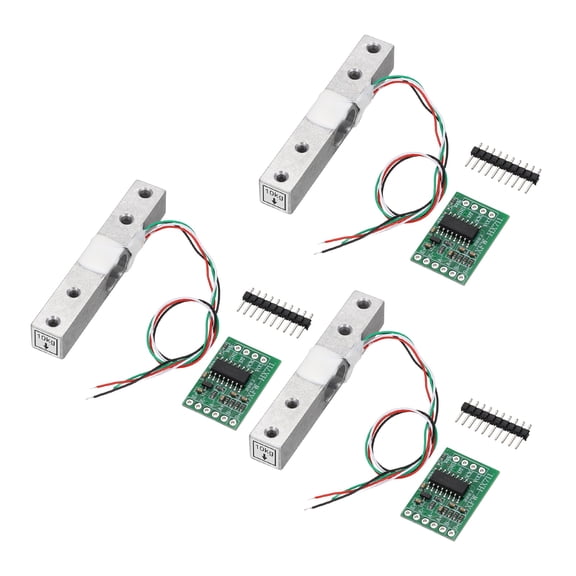 Uxcell 3 Set Digital Load Cell Weight Sensor 10KG + HX711 Module Weighing Sensor 24 Bit Precision A/D Dual-Channel 16x24mm for DIY Portable Electronic Kitchen Scale Kit