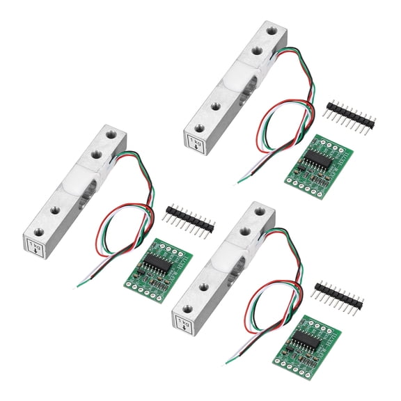 Uxcell 3 Set Digital Load Cell Weight Sensor 1KG + HX711 Module Weighing Sensor 24 Bit Precision A/D Dual-Channel 16x24mm for DIY Portable Electronic Kitchen Scale Kit