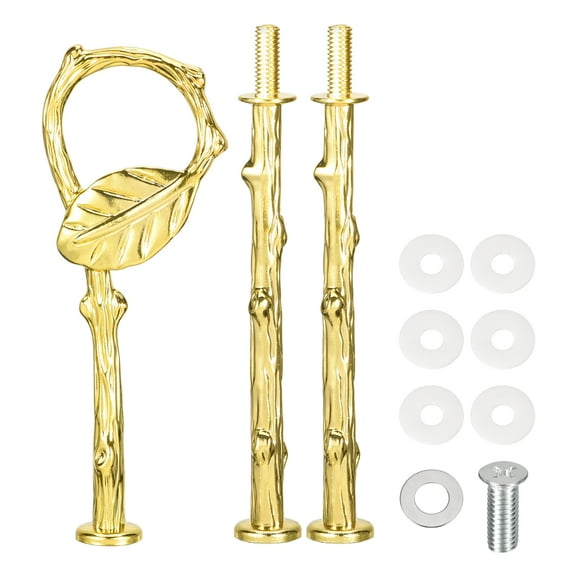 Uxcell 3 Sets Cake Tray Stand Handle Plate Hardware Fitting, 3-Tiers Leaves  Gold