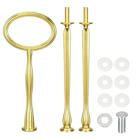 Uxcell 3 Sets Cake Tray Stand Handle Plate Hardware Fitting, 3-Tiers Oval Gold