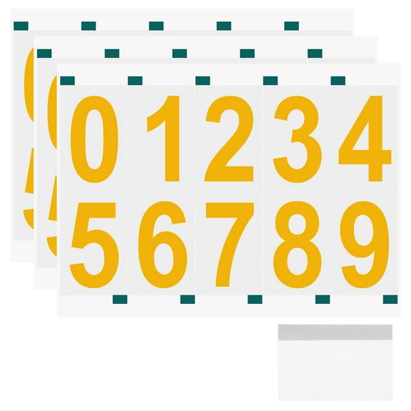 Uxcell 3 Sheets/30 Pack Reflective Mailbox Numbers for Outside, 2 Inch 0-9 Vinyl Self-Adhesive Numbers Stickers Waterproof House Sticker with Scraper for Signs Doors Address, Gold