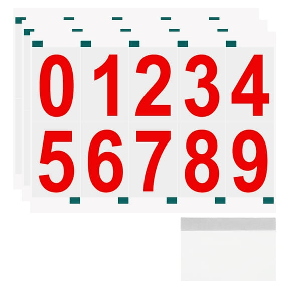 Uxcell 3 Sheets/30 Pack Reflective Mailbox Numbers for Outside, 2 Inch 0-9 Vinyl Self-Adhesive Numbers Stickers Waterproof House Sticker with Scraper for Signs Doors Address, Red