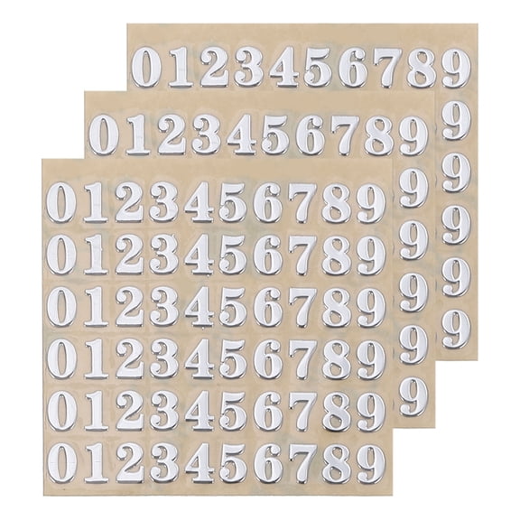 Uxcell 3 Sheets 3mm 0.12 inch Mini Number Stickers, Number 0-9 Sticker, Silver