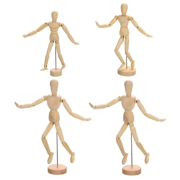 Uxcell 3 Size Wooden Mannequin Figure Artist Drawing Manikin Model Flexible Movable 4Pack