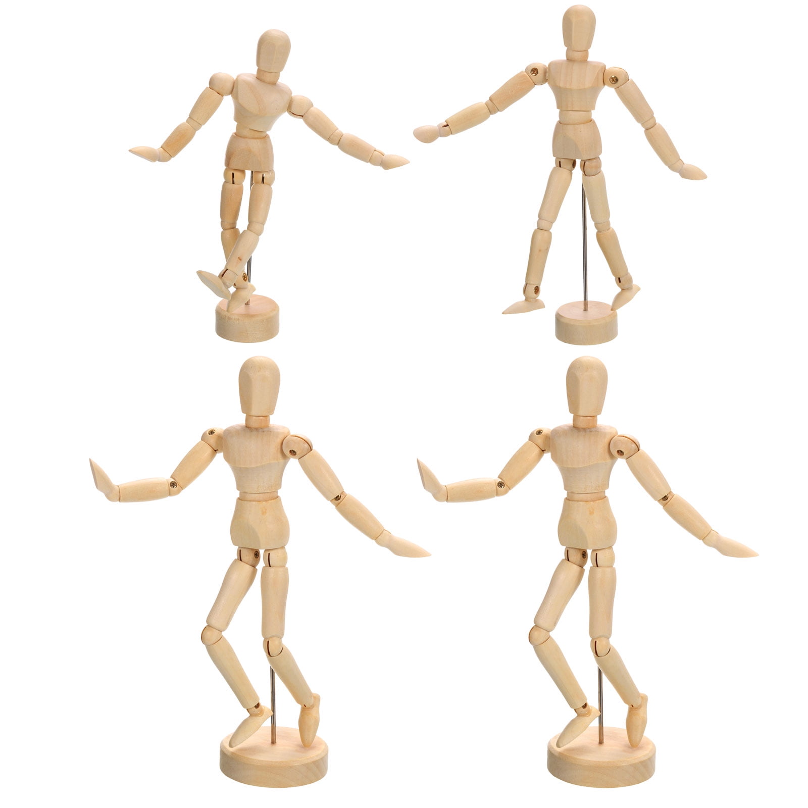 Uxcell 3 Size Wooden Mannequin Figure, Artist Drawing Manikin Model Flexible Movable 4Pack