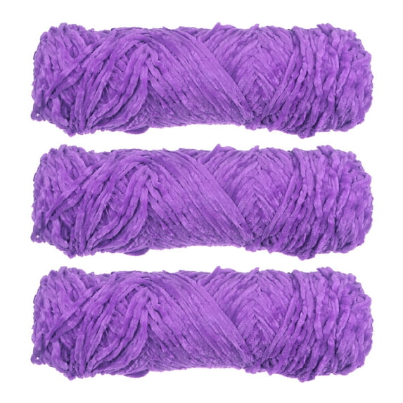 Uxcell 3 Skeins Chenille Yarn Soft Blanket Yarn 3x100gr/3.5oz (3x131yds) Polyester Velvet Knitting Light Purple