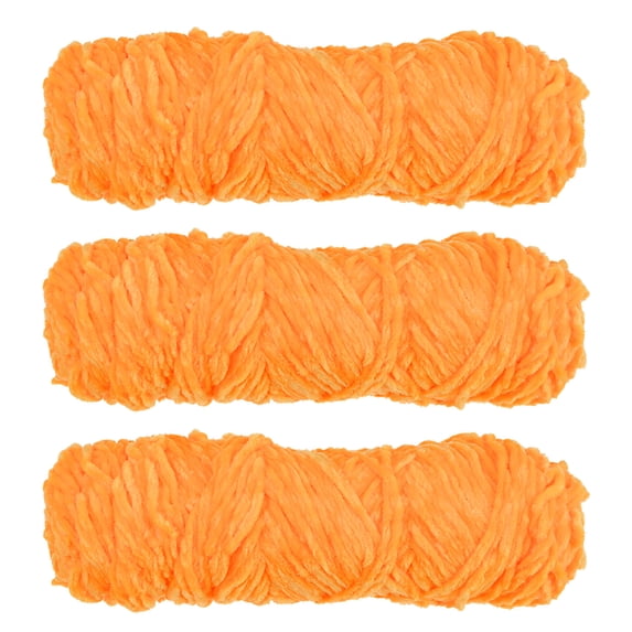 Uxcell 3 Skeins Chenille Yarn Soft Blanket Yarn 3x100gr/3.5oz (3x131yds) Polyester Velvet Knitting Orange