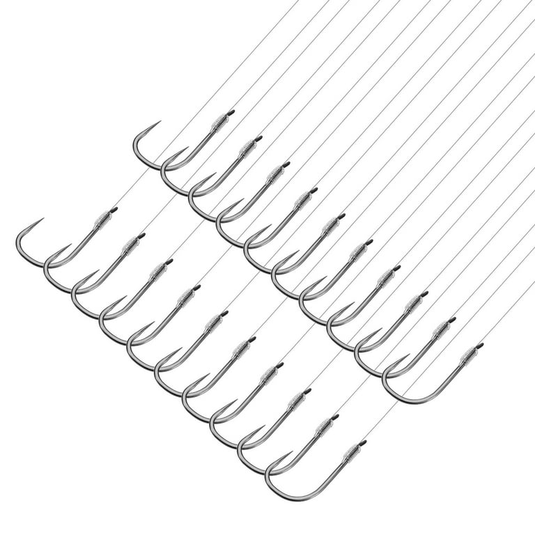 buy small fishing hooks Uxcell 3#Small Fishing Hooks with 45cm Line, 0.71x0.31 Inch Double Hook Rigs with Barb Fishing Hook, Silver Tone 20Pcs, Size: 18