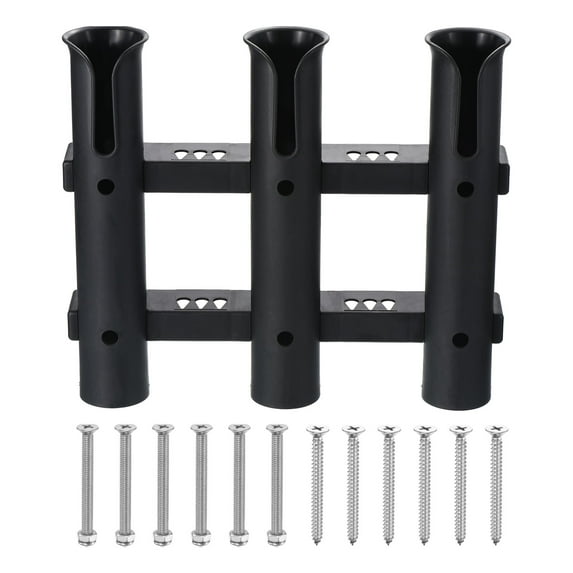 Uxcell 3 Tube Fishing Rod Holders Plastic Boat Wall Mounted Pole Holder Rack Bracket, Black