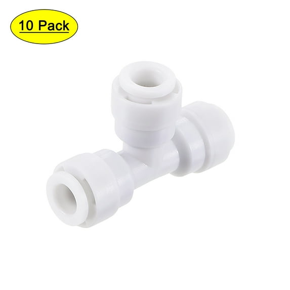 Uxcell 3 Way 1/4" T Type Push Fit Connect Fittings Quick Connector White 10 Pack