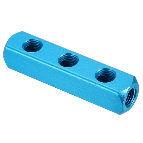 Uxcell 3 Way 6 Port Air Manifold, G1/4 Inch" Air Hose Inline Manifold Block Splitter, Blue