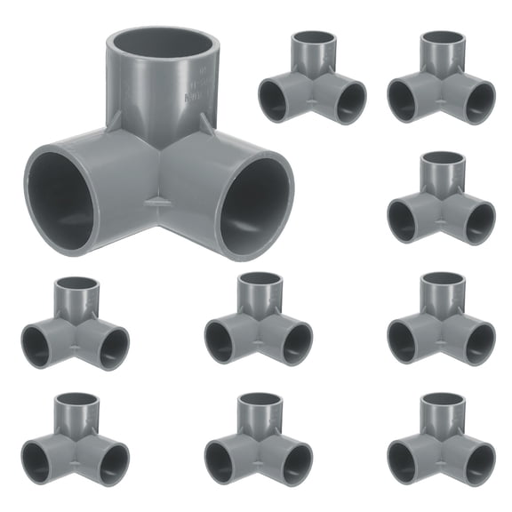 Uxcell 3 Way Pipe Fittings, 1.2 Inch Furniture Grade Elbow Pipe Connector, 90 Degree Elbow Side Outlet Fittings for Build Furniture DIY Garden Shelves (10 Pack), Grey