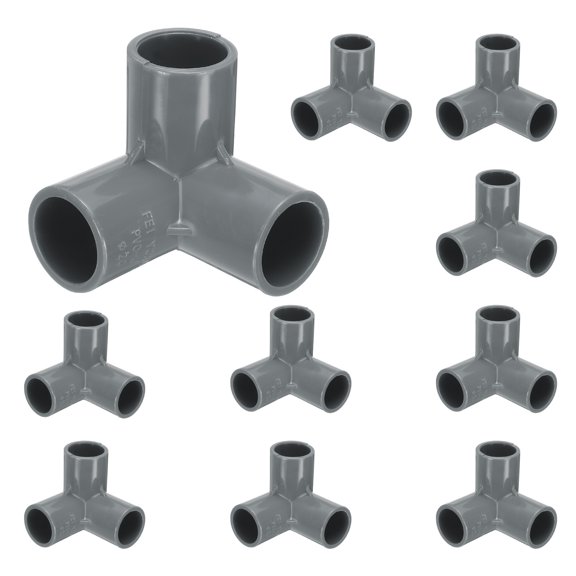 Uxcell 3 Way Pipe Fittings, 1/2 Inch Furniture Grade Elbow Pipe Connector, 90 Degree Elbow Side Outlet Fittings for Build Furniture DIY Garden Shelves (10 Pack), Grey
