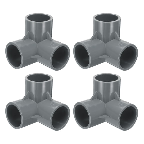 Uxcell 3 Way Pipe Fittings, 1 Inch Furniture Grade Elbow Pipe Connector, 90 Degree Elbow Side Outlet Fittings for Build Furniture DIY Garden Shelves (4 Pack), Grey