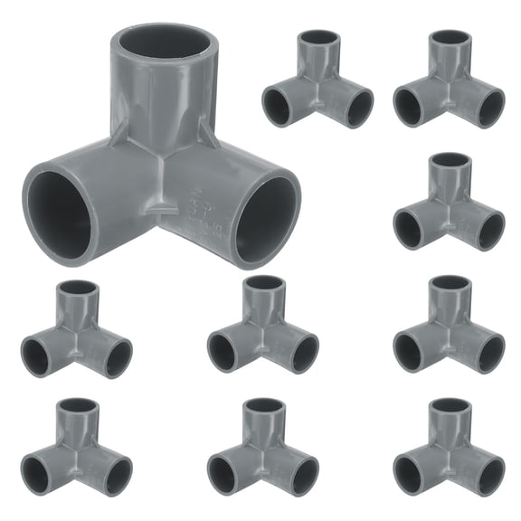 Uxcell 3 Way Pipe Fittings, 3/4 Inch Furniture Grade Elbow Pipe Connector, 90 Degree Elbow Side Outlet Fittings for Build Furniture DIY Garden Shelves (10 Pack), Grey