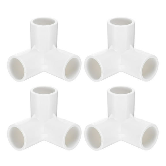 Uxcell 3 Way Pipe Fittings, 1/2 Inch Furniture Grade Elbow Pipe Connector, 90 Degree Elbow Side Outlet Fittings for Build Furniture DIY Garden Shelves (4 Pack), White