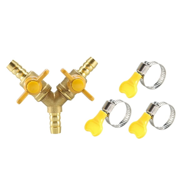 Uxcell 3 Way Shut off Ball Valve 0.4" Dia Barb Y Shaped Brass Tee Connector Switch Stainless Steel