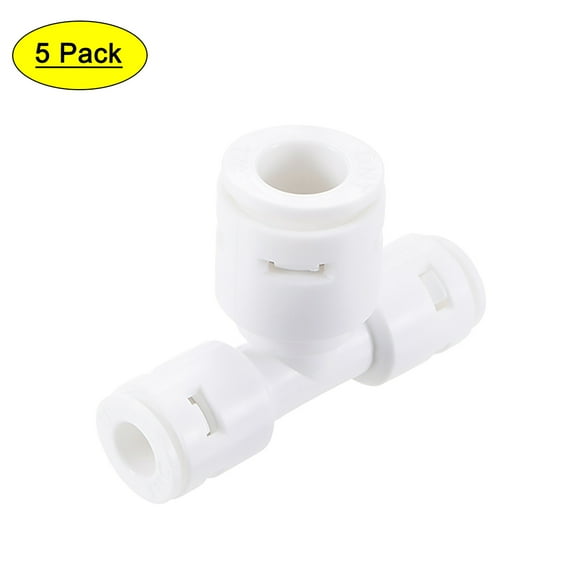 Uxcell 3 Way T Type 1/4"x1/4"x3/8" Push Fit Connect Fittings Quick Connector White 5 Pack