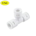 thumbnail image 1 of Uxcell 3 Way T Type 3/8" Push Fit Connect Fittings Quick Connector White 5 Pack, 1 of 5