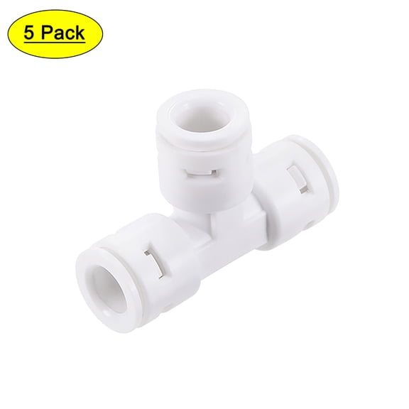 Uxcell 3 Way T Type 3/8" Push Fit Connect Fittings Quick Connector White 5 Pack
