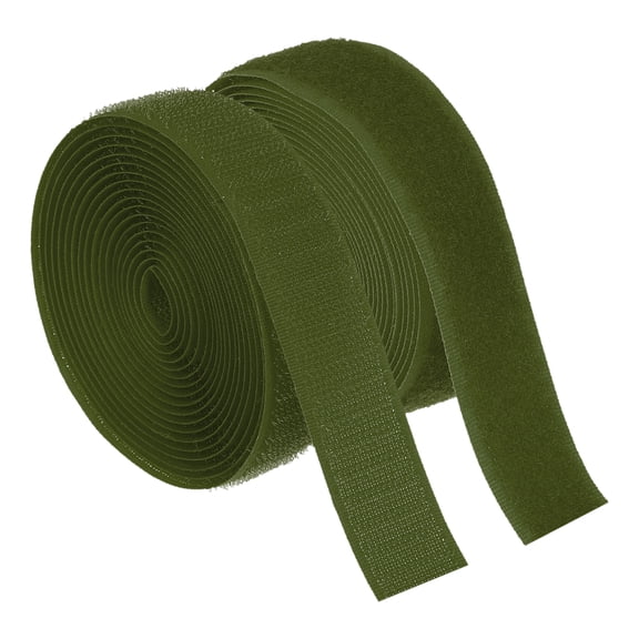 Uxcell 3 Yard Sew on Hook and Loop Strips, 1 Inch(25mm) Width Non-Adhesive Back Nylon Fabric Tape Strong Grip Fastener Strips Interlocking Tape for DIY Craft Sewing, Deep Green