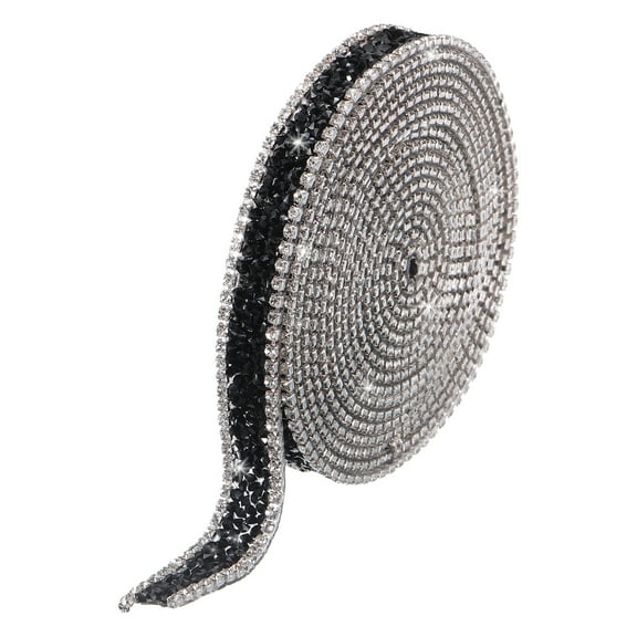 Uxcell 3 Yards 15mm Crystal Rhinestone Diamond Hotfix Ribbon Bling Rhinestones Trim Black