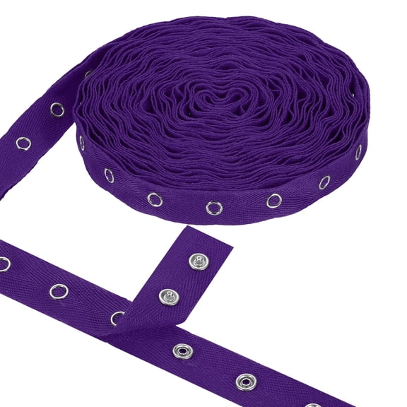 Uxcell 3 Yards Metal Snap Tape for Sewing by Yards Snap Buttons for Clothes, Metal Button Tape Ribbon Cotton Sew on Snaps Strips Fastener for Clothing, 0.78" Width, Dark Purple