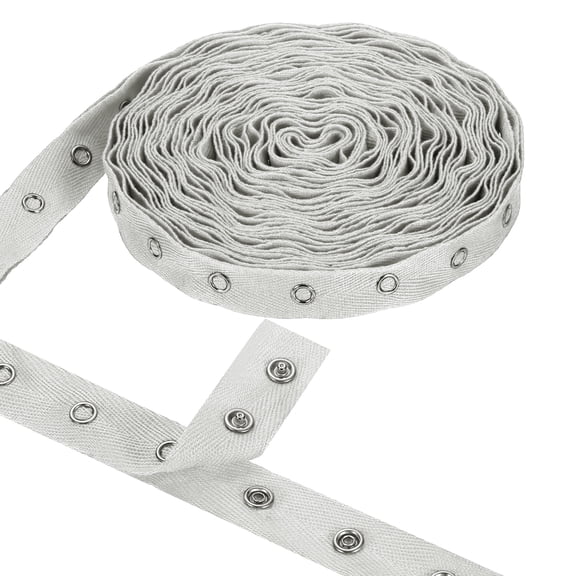 Uxcell 3 Yards Metal Snap Tape for Sewing by Yards Snap Buttons for Clothes, Metal Button Tape Ribbon Cotton Sew on Snaps Strips Fastener for Clothing, 0.78" Width, Light Gray