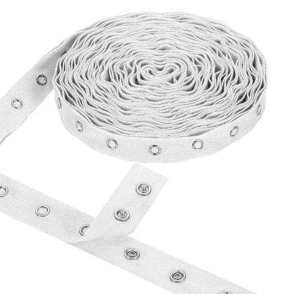Uxcell 3 Yards Metal Snap Tape for Sewing by Yards Snap Buttons for Clothes, Metal Button Tape Ribbon Cotton Sew on Snaps Strips Fastener for Clothing, 0.78" Width, White