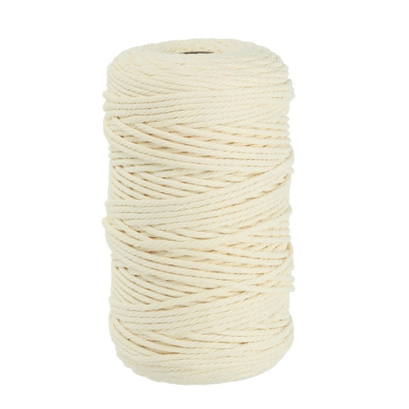 Uxcell 3 mm x 218 Yard Macrame Cord Soft Cotton Colored Macrame Crafts Yarn Rope, Cream