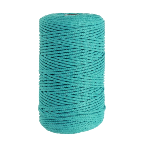 Uxcell 3 mm x 218 Yard Macrame Cord Soft Cotton Colored Macrame Crafts Yarn Rope, Cyan Blue