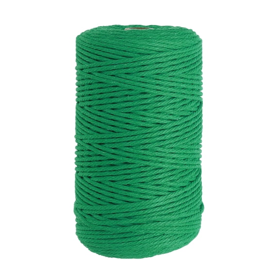 Uxcell 3 mm x 218 Yard Macrame Cord Soft Cotton Colored Crafts Yarn Rope Green