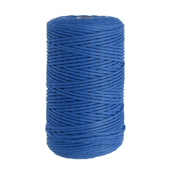 Uxcell 3 mm x 218 Yard Macrame Cord Soft Cotton Colored Crafts Yarn Rope Sapphire Blue
