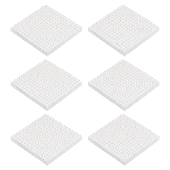 Uxcell 3" x 3" Lined Grids Sticky Notes, Self-Stick Memo Pads 480 Sheets, White, 6 Pack