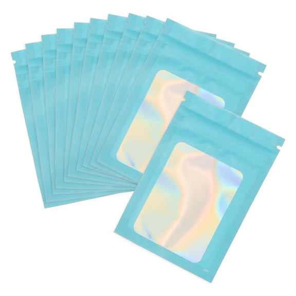 Uxcell Foil Pouch Bags with Clear Window Resealable Sample Bag for Candy and Jewelry Blue 3 x 4"