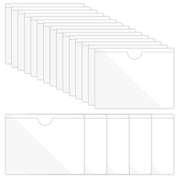 Uxcell 3" x 4" Self Adhesive Index Card Pockets Plastic Label Holder Sticky Pocket Sleeves, Clear 30 Pack