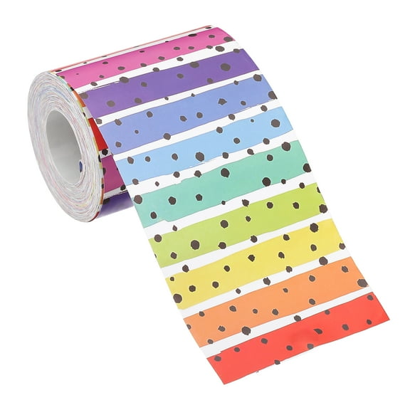 Uxcell 3"x 59 ft Bulletin Board Border, Trim Rainbow Stripes Shape, Colorful