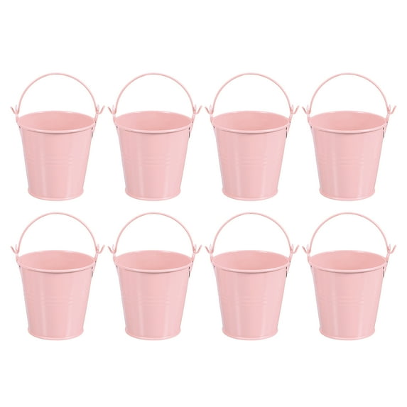 Uxcell 3"x3" Small Metal Buckets Mini Galvanized Bucket Colorful Easter Buckets Pink 8 Pcs