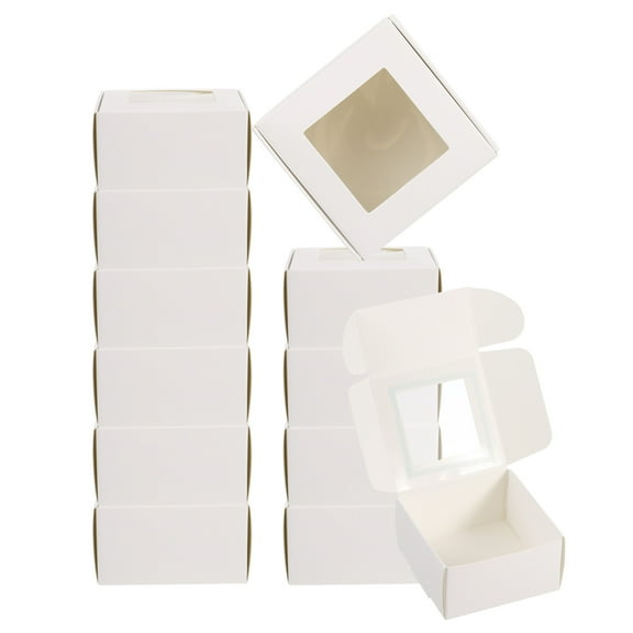 Uxcell 3"x3"x1.5" Paper Soap Box with Window Homemade Soap Boxes Square Presents Packaging Boxes, White 30 Pack