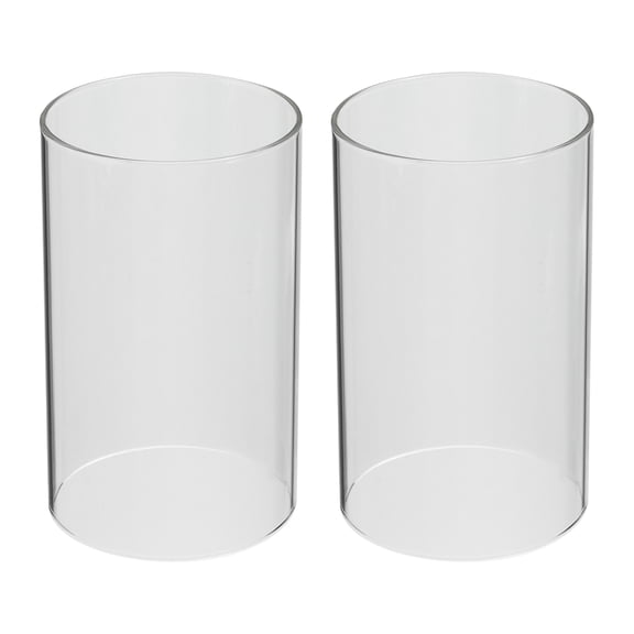 Uxcell 3" x 4" Open Ended Glass Candle Holders High Borosilicate Glass Chimney Clear Cylinder Candleholder 2 Pcs