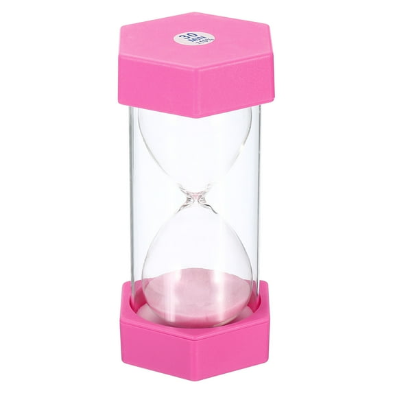 Uxcell 30 Min Sand Timer, Hexagon with Plastic Cover, Count Down Sand Clock Glass Pink